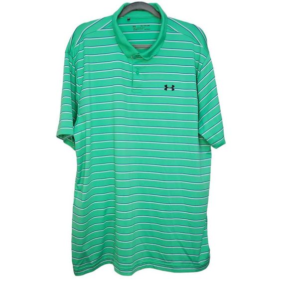 Under armour Other - Under Armour Loose Fit Green Striped Golf HeatGear Polo Men's 2XL 1342082